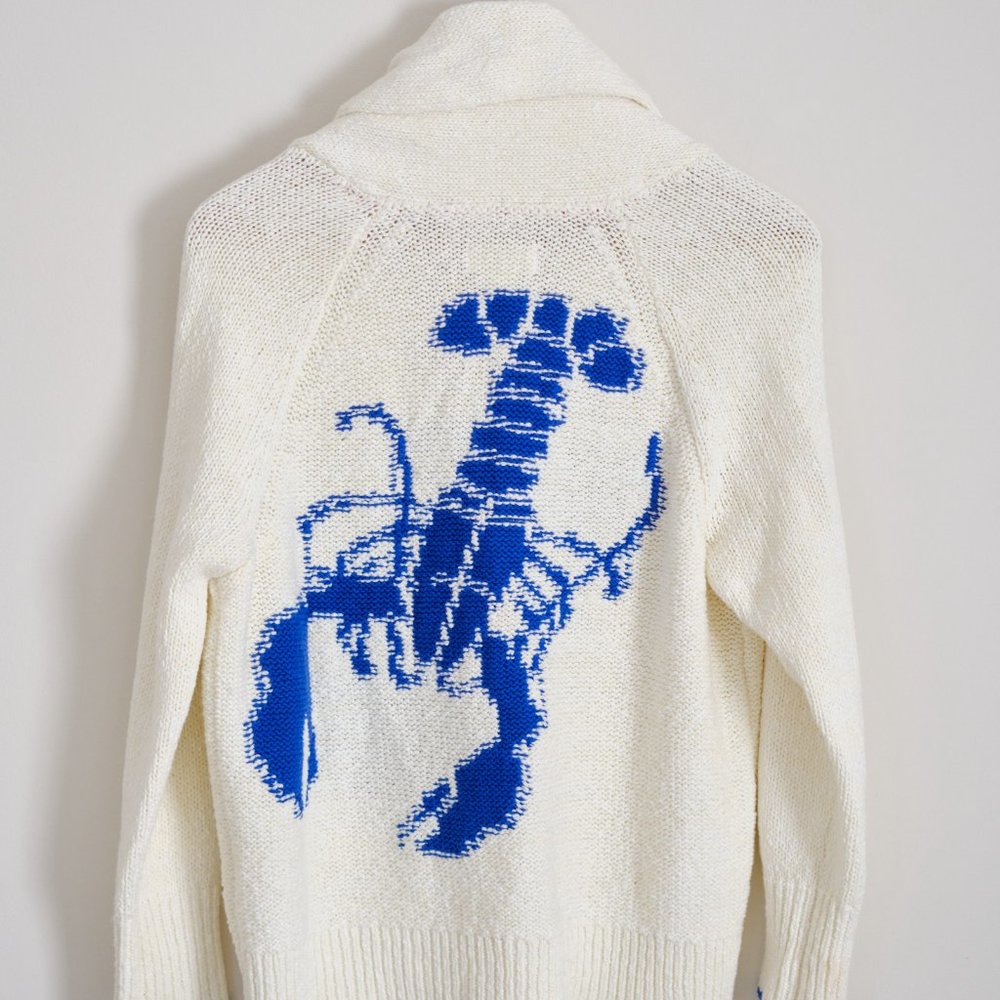*RARE* SOLD OUT Anthropologie Lobster Cardigan in IVORY/BLUE (XS)